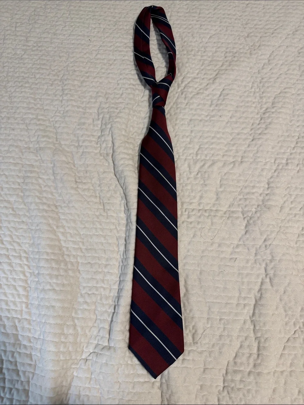 Boys 14/16 yo Burgundy and Navy Striped Tie
